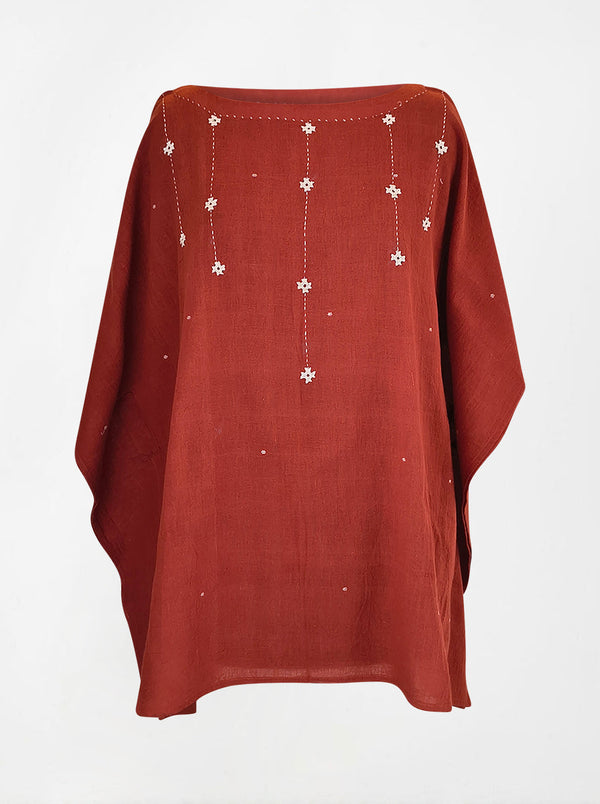 indigenous organic cotton poncho rust