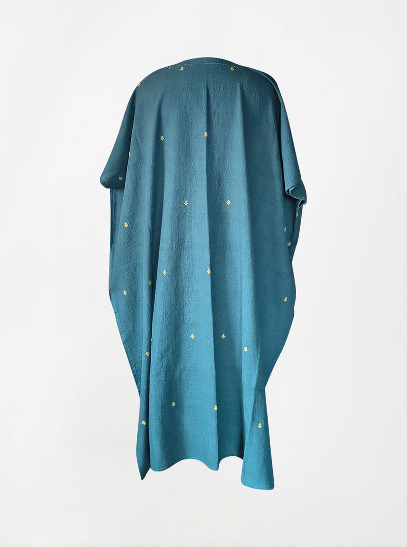indigenous organic cotton tunic maxi petrol blue