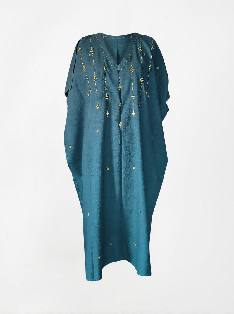 indigenous organic cotton tunic maxi petrol blue