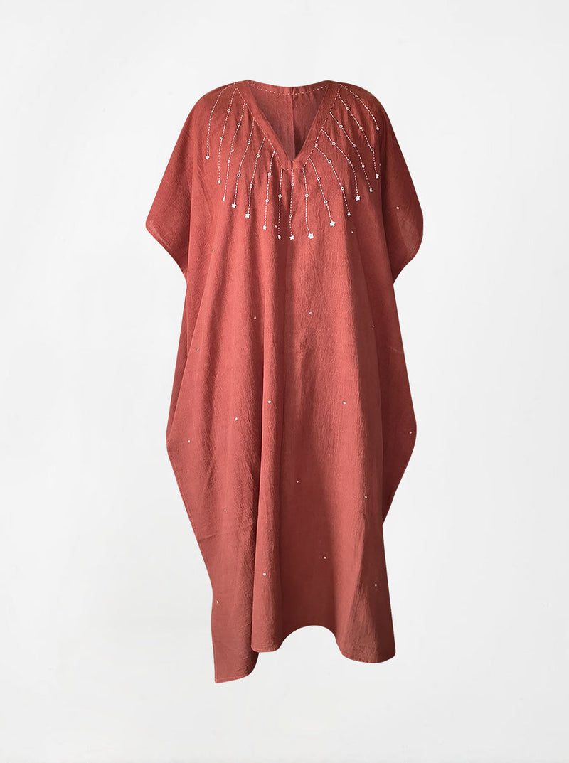 indigenous organic cotton tunic maxi rust