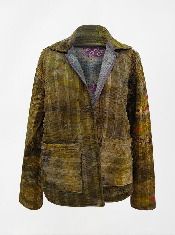 kantha vintage reversible collar jacket devi (tie and dye)