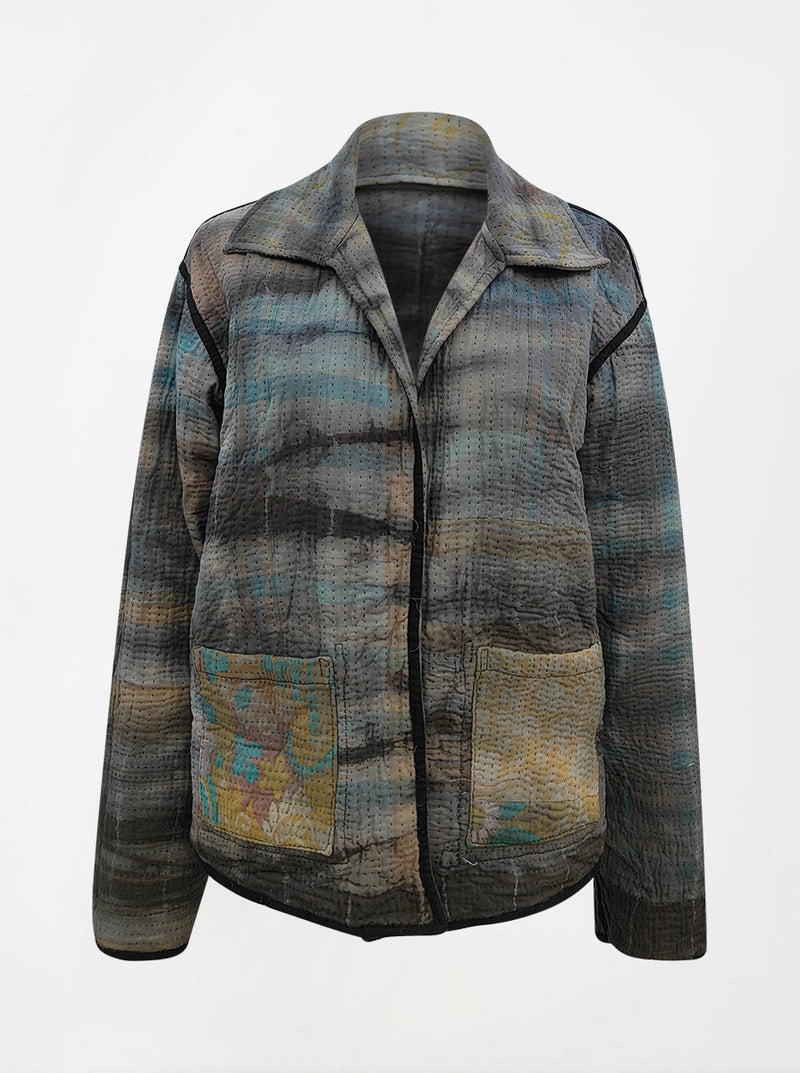 kantha vintage reversible collar jacket pallavi (tie and dye)