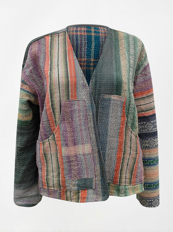 kantha vintage vest with sleeves kiara (shravan)