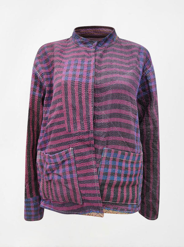 kantha vintage reversible collar vest jasmine (shravan)