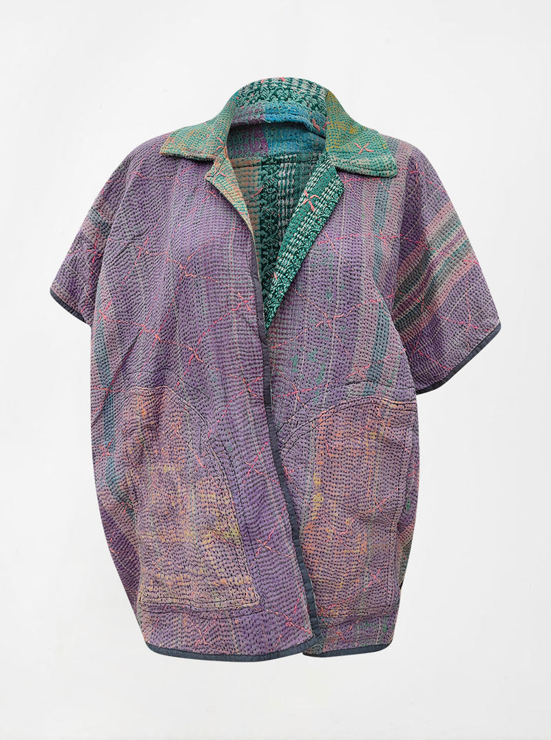 kantha vintage reversible short poncho alia (shravan)