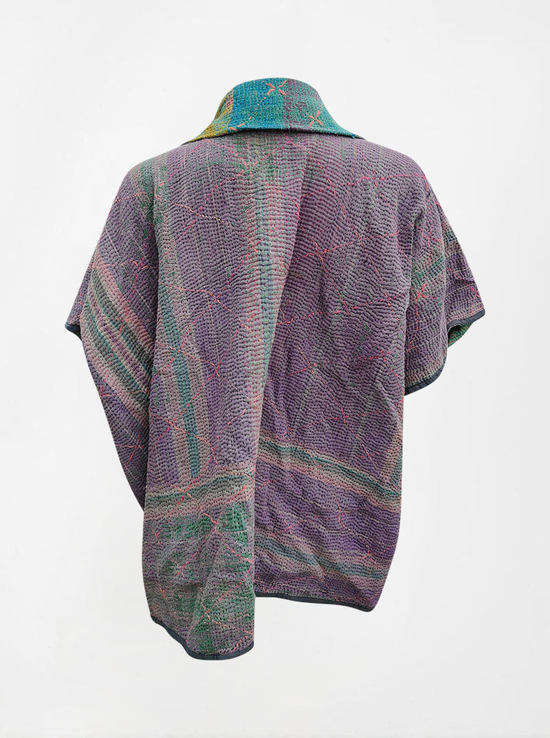 kantha vintage reversible short poncho alia (shravan)
