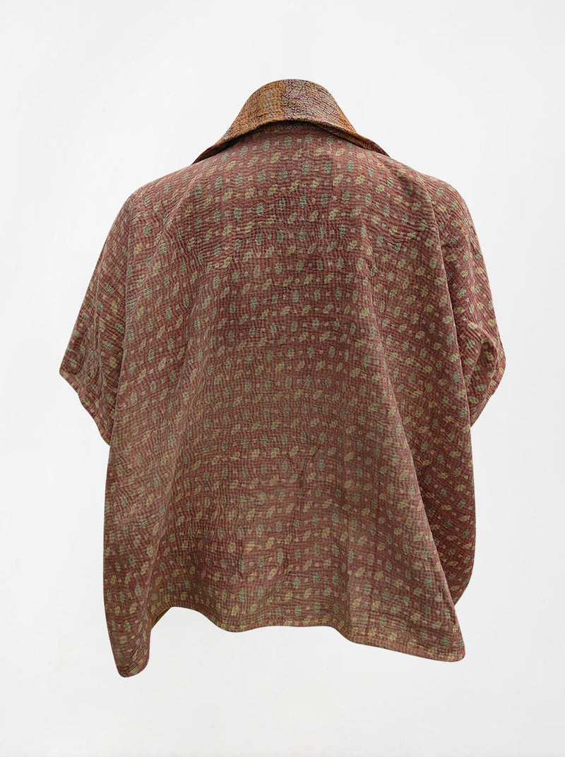 kantha vintage reversible short poncho katrina (shravan)