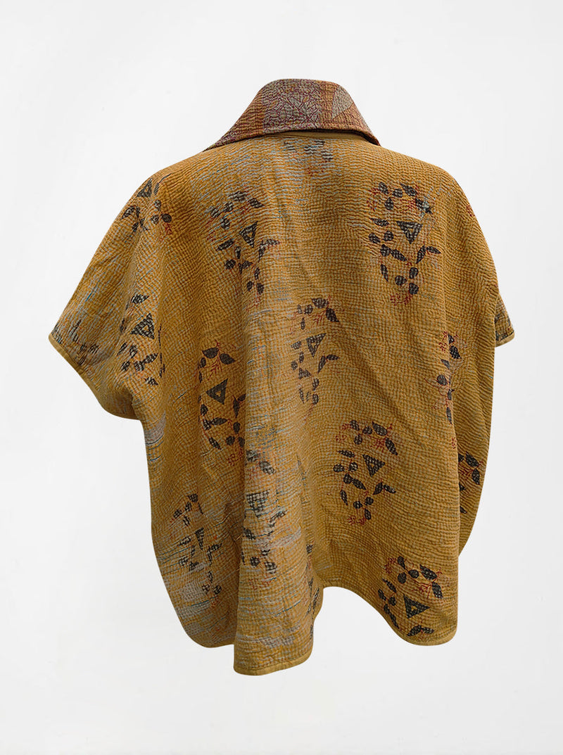 kantha vintage reversible short poncho katrina (shravan)