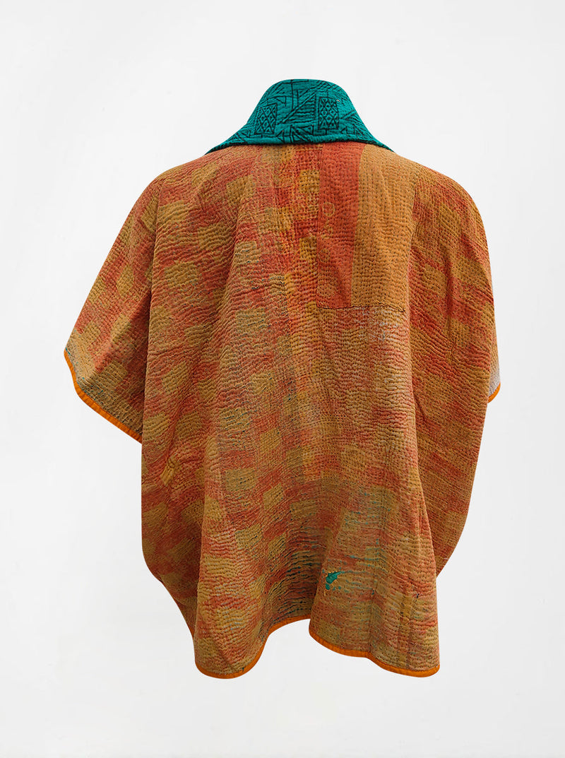 kantha vintage reversible short poncho sonam (shravan)