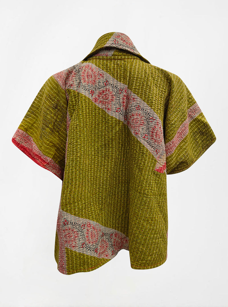 kantha vintage reversible short poncho jhanvi (shravan)