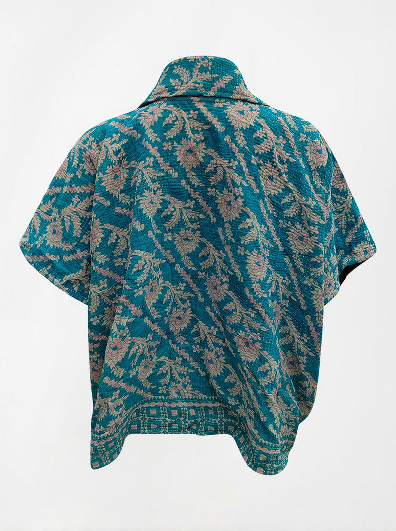 kantha vintage reversible short poncho shraddha (shravan)