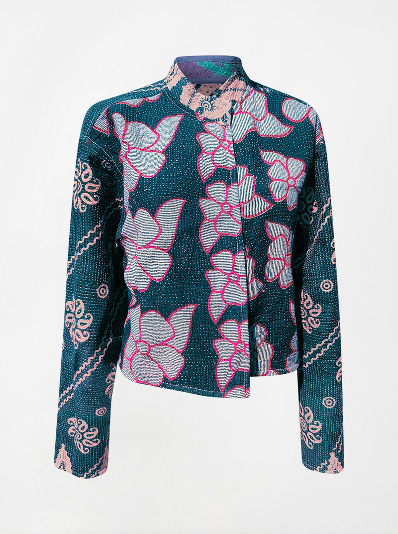 kantha vintage crop jacket shalu (Phool)