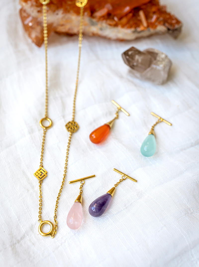 infinity gemstone necklace brass