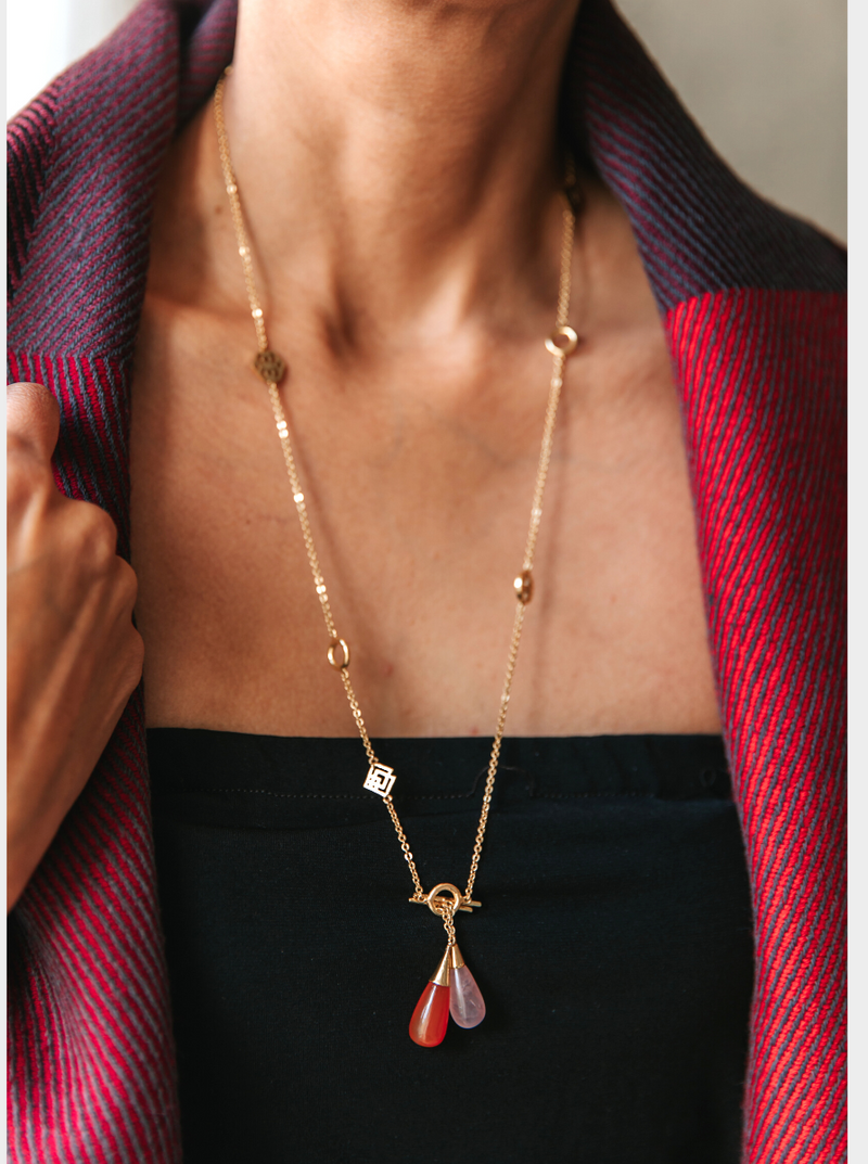 infinity gemstone necklace brass