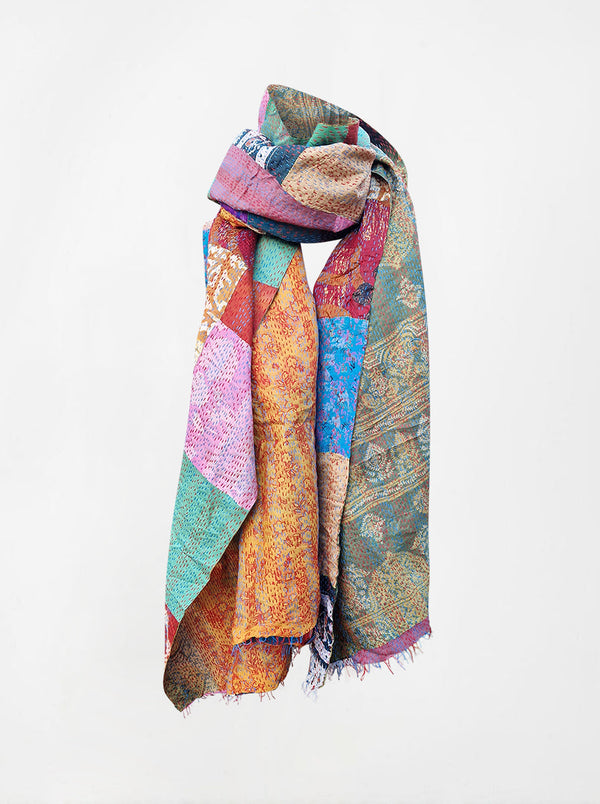 kantha vintage silk shawl