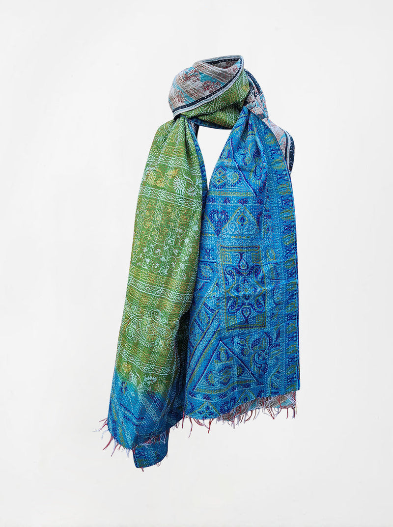 kantha vintage silk shawl