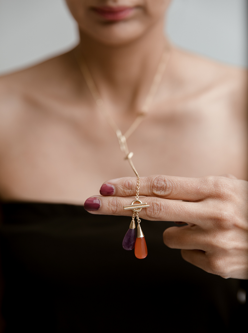 infinity gemstone necklace brass