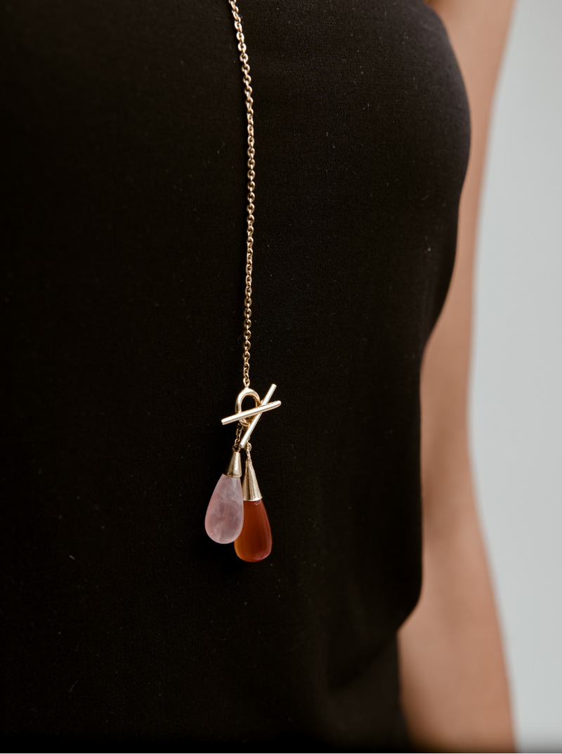 infinity gemstone necklace brass