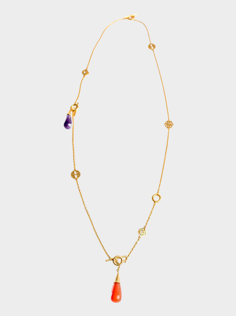infinity gemstone necklace brass