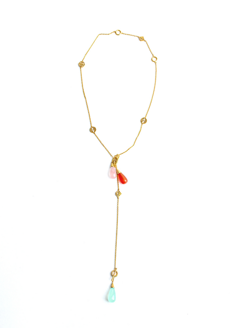 infinity gemstone necklace brass
