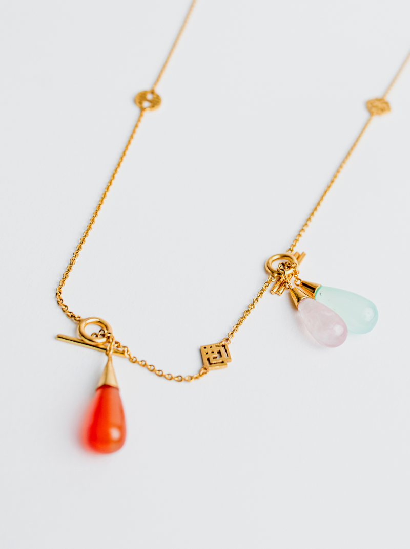infinity gemstone necklace brass