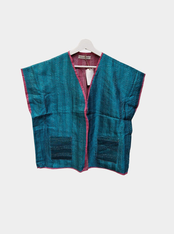 kantha vintage reversible silk cotton vest sudhi (boutique)