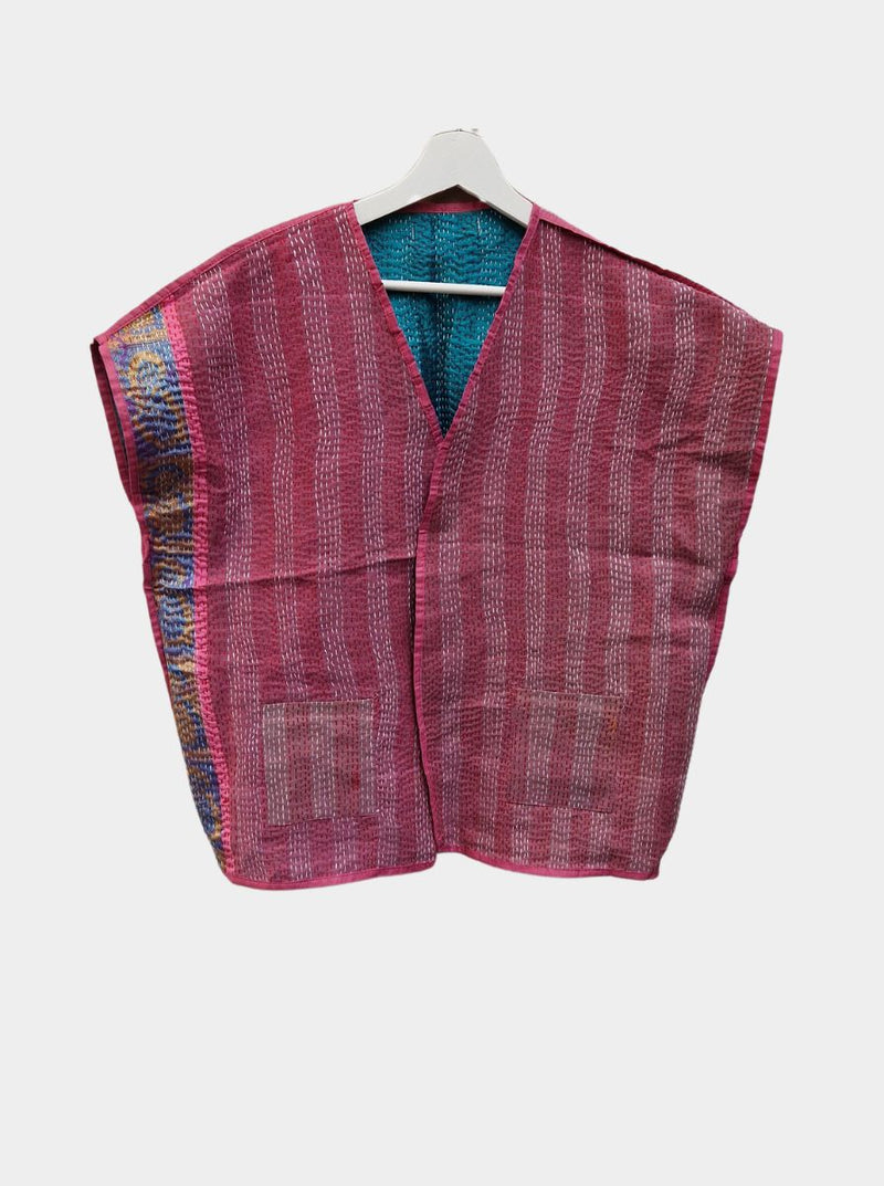 kantha vintage reversible silk cotton vest sudhi (boutique)