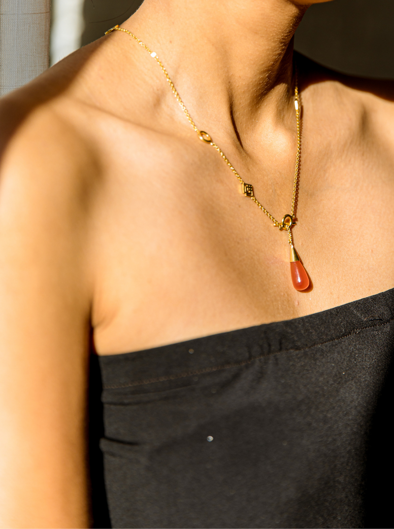 infinity gemstone necklace brass