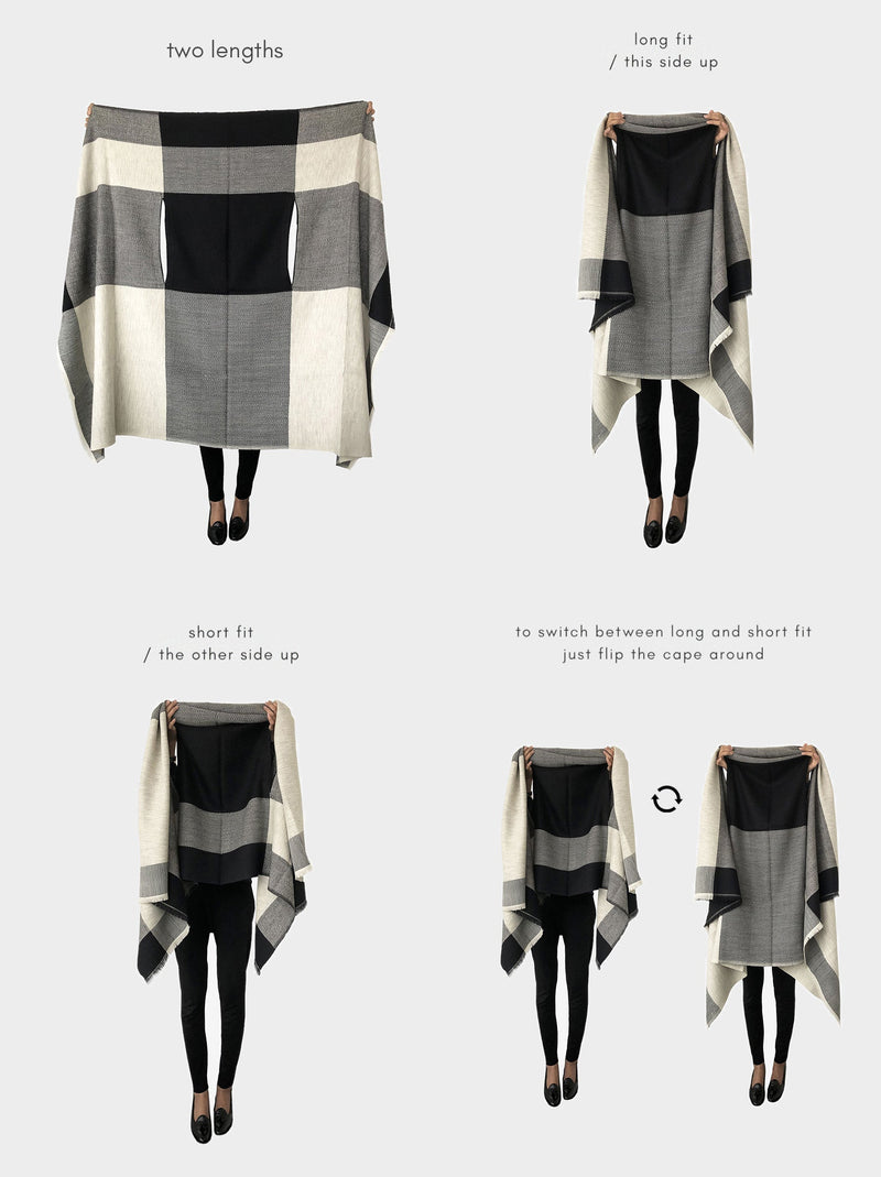 cape infinity wool black white