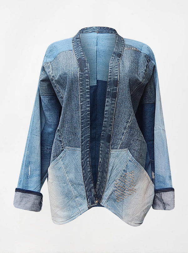waste to wonder recycled denim short jacket grace