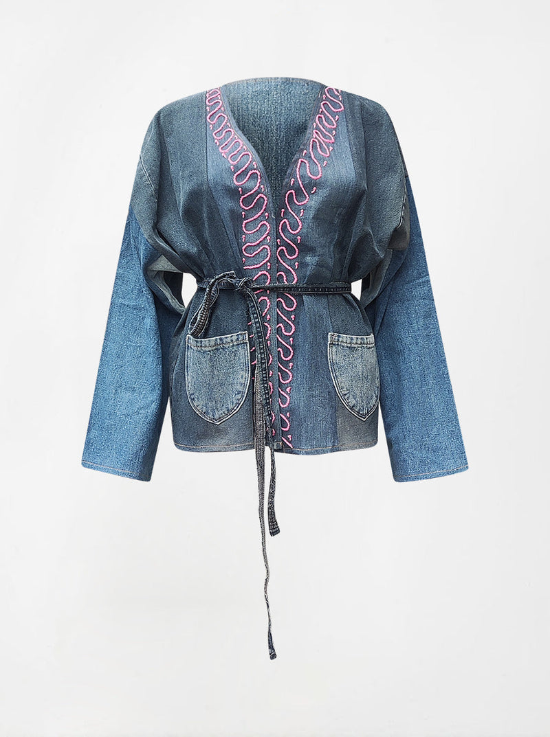 waste to wonder recycled denim vest with sleeves angela no waste sale