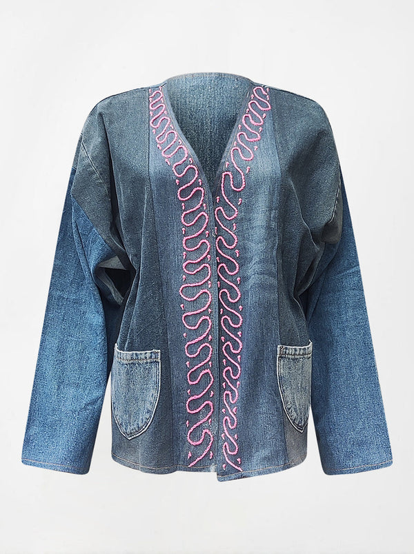 waste to wonder recycled denim vest with sleeves angela no waste sale