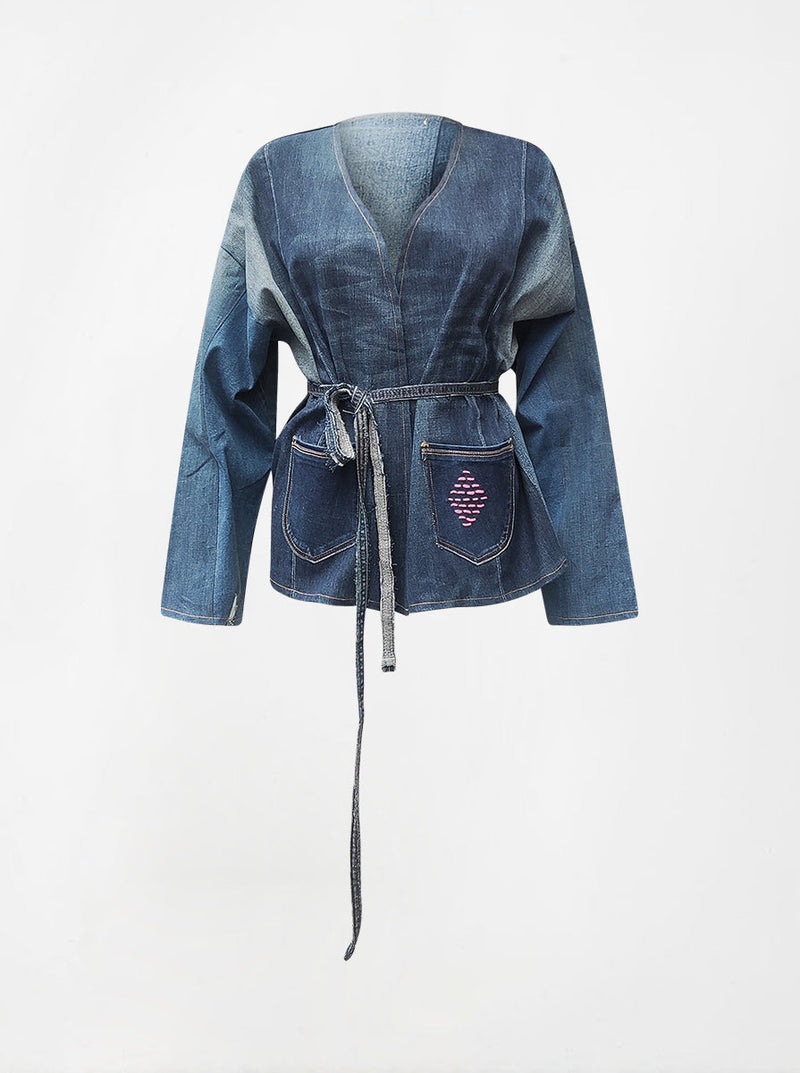 waste to wonder recycled denim vest with sleeves ariana