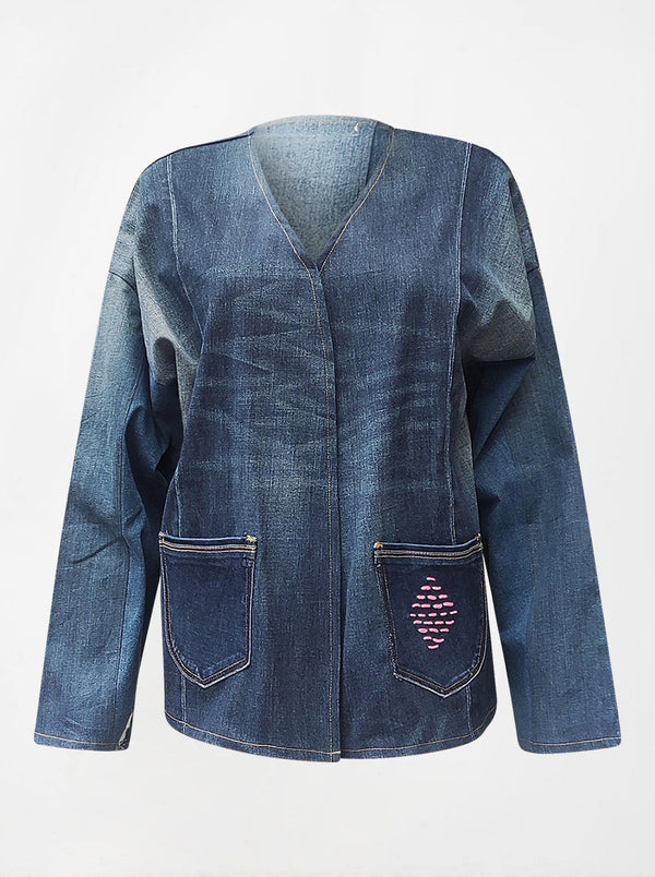waste to wonder recycled denim vest with sleeves ariana no waste sale
