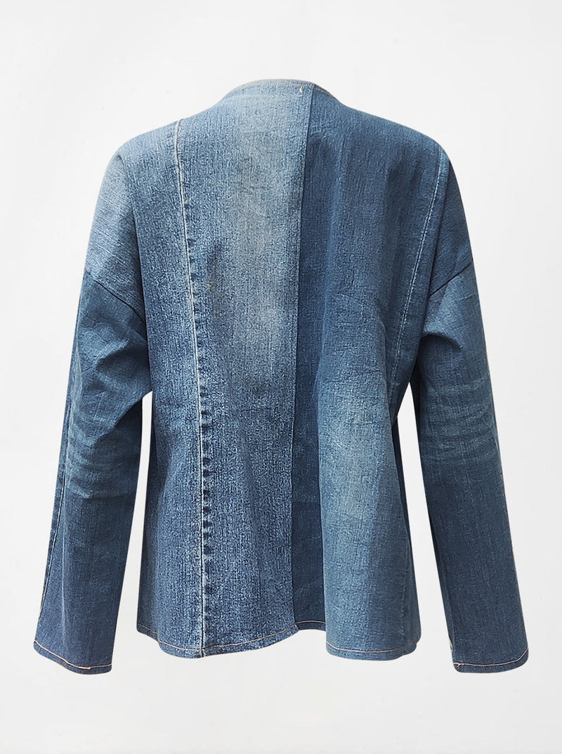 waste to wonder recycled denim vest with sleeves ariana no waste sale