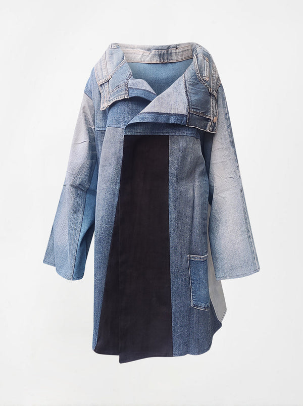 waste to wonder recycled denim dress coat christine